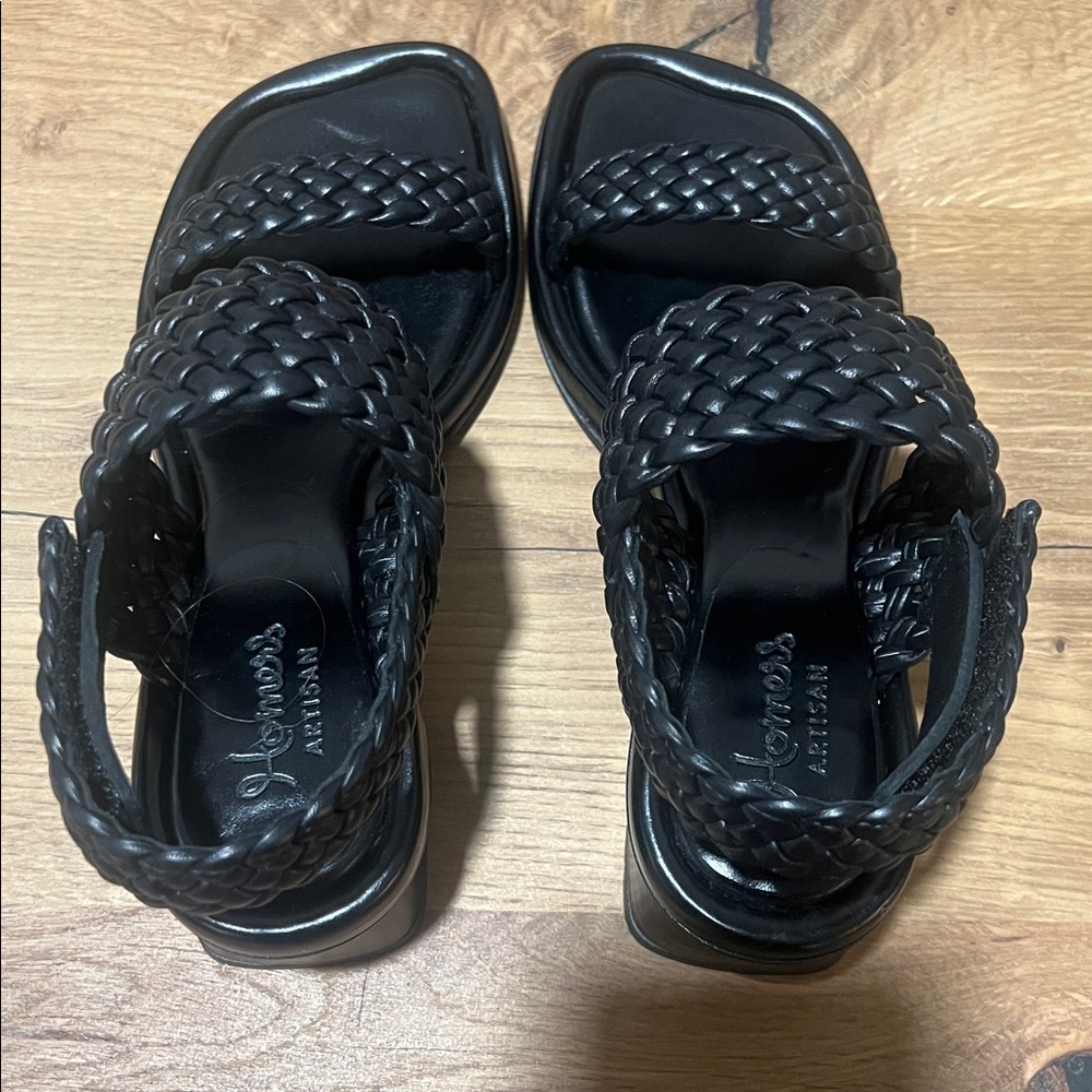 NEW Homers Pina Trenza 5 Black Braided Block Heel Sandals Size 36 Reg. $396 - Picture 4 of 13